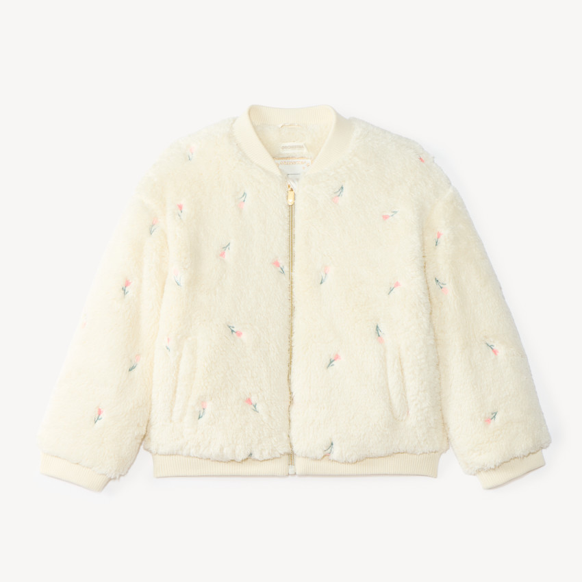 Veste en sherpa brodée fille 