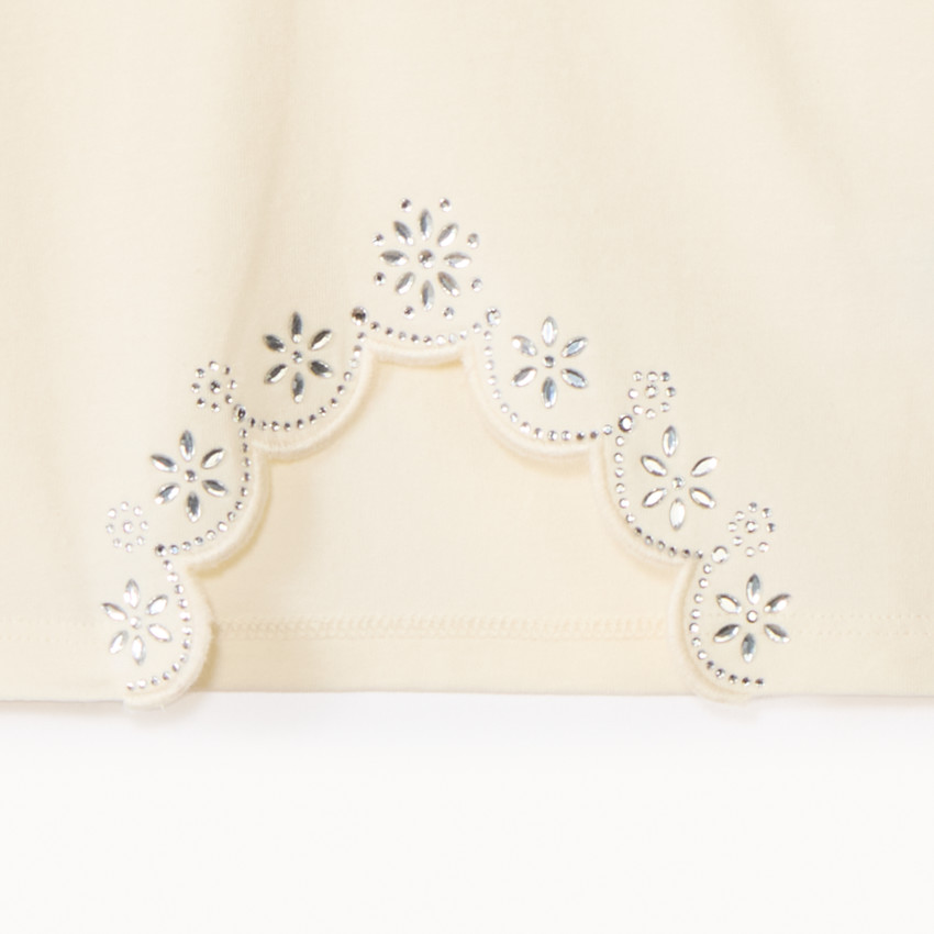 T-shirt manches longues à découpe fantaisie et strass pour fille 