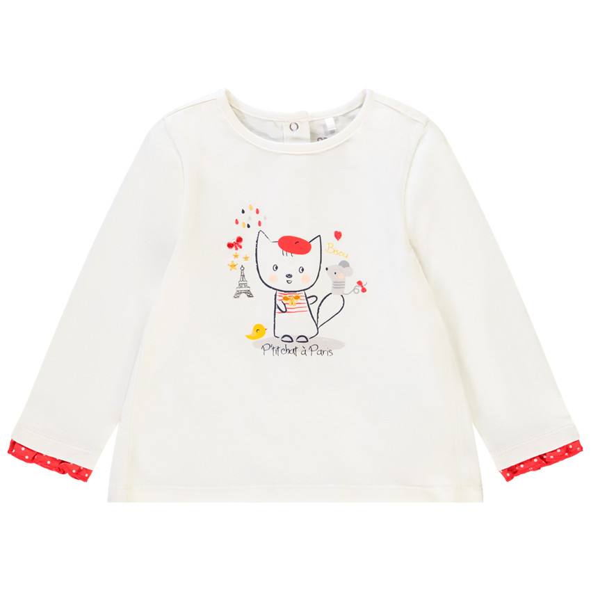 T-shirt manches longues à print chat pour bébé fille 