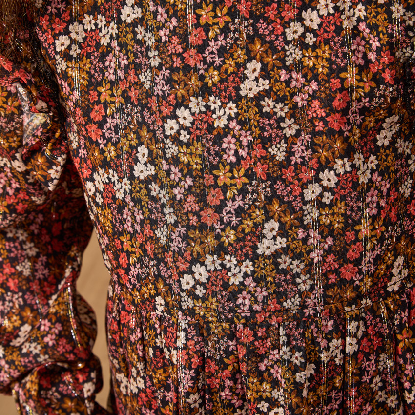 Robe manches longues avec volants aux épaules pour fille 