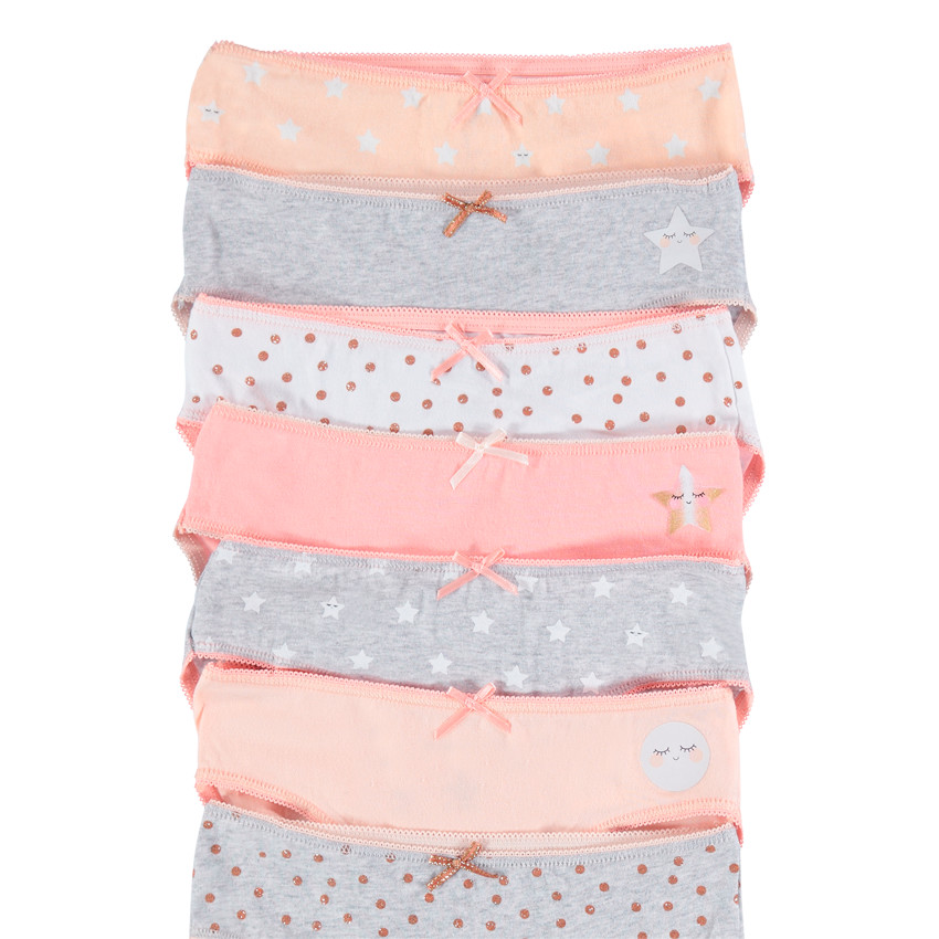 Lot de 7 culottes en coton avec étoiles et pois printés 