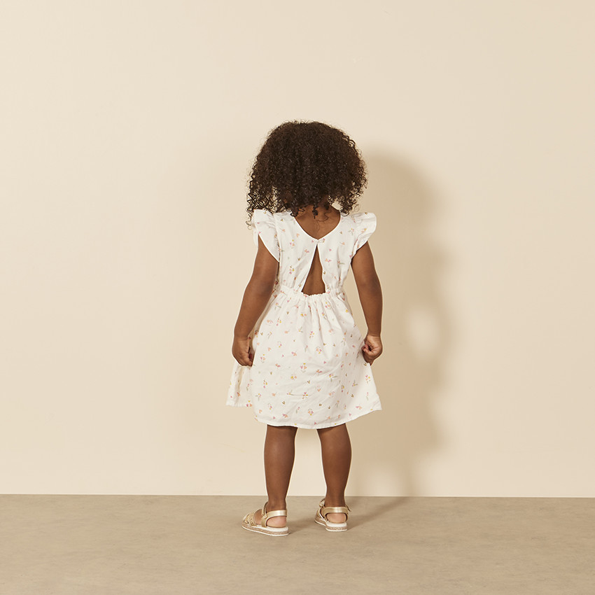 Robe manches courtes volantées imprimé fleuris pour bébé fille 