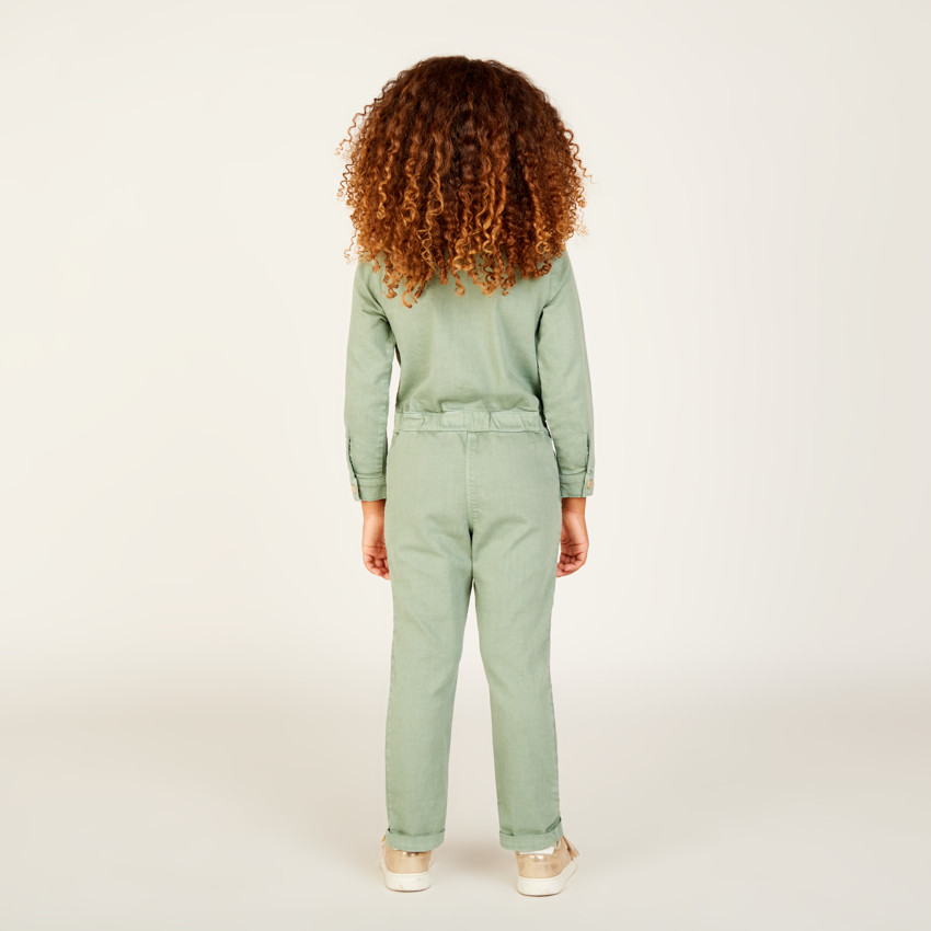 Combinaison longue en jean uni pour fille 