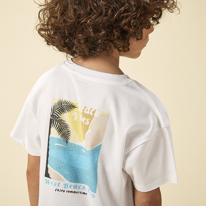 T-shirt à manches courtes print fantaisie thème plage pour garçon 