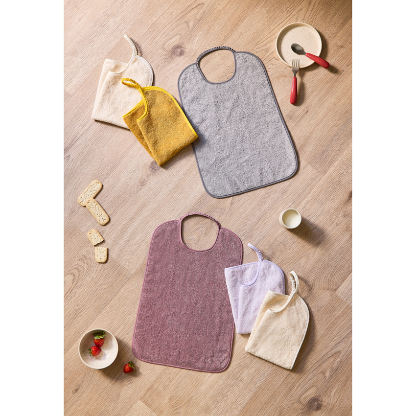 Lot de 3 bavoirs éponge à encolure élastiquée jaune 