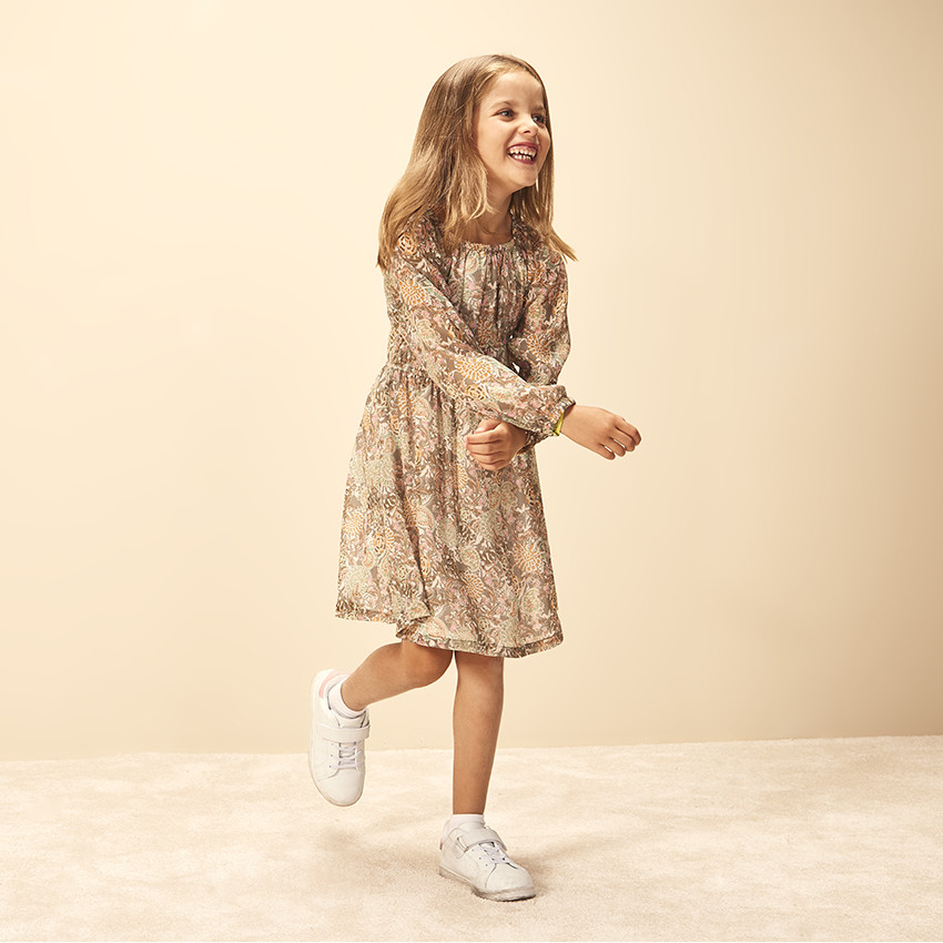 Robe en polyester imprimé fantaisie pour fille 