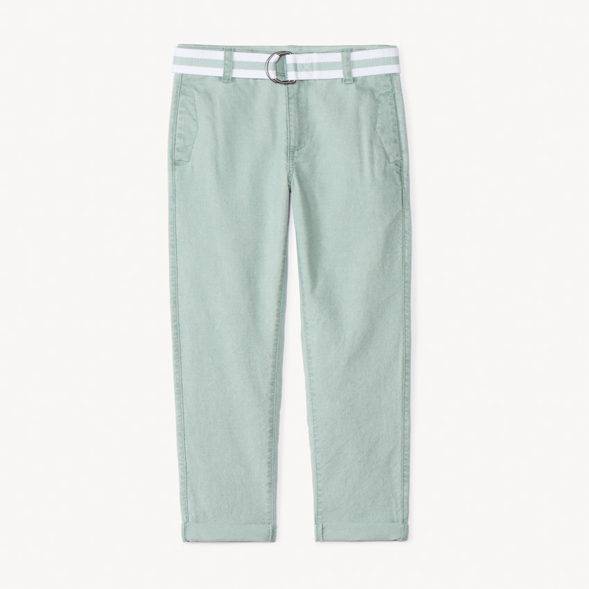 Pantalon droit en toile avec ceinture pour garçon 