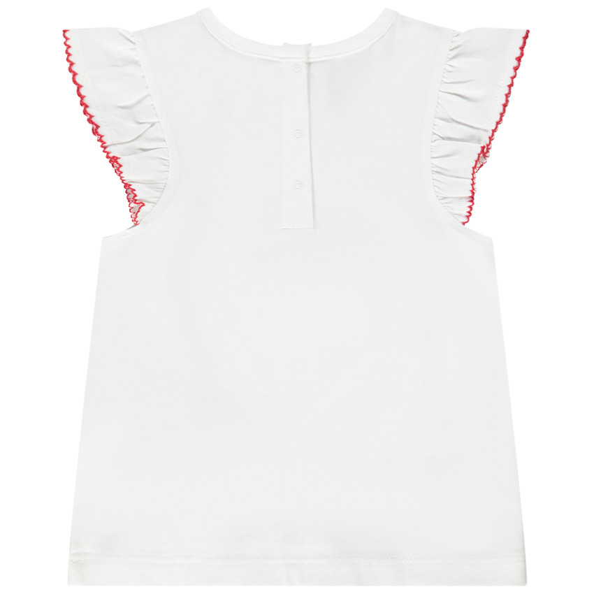 T-shirt manches courtes festonnées print fleurs pour bébé fille 