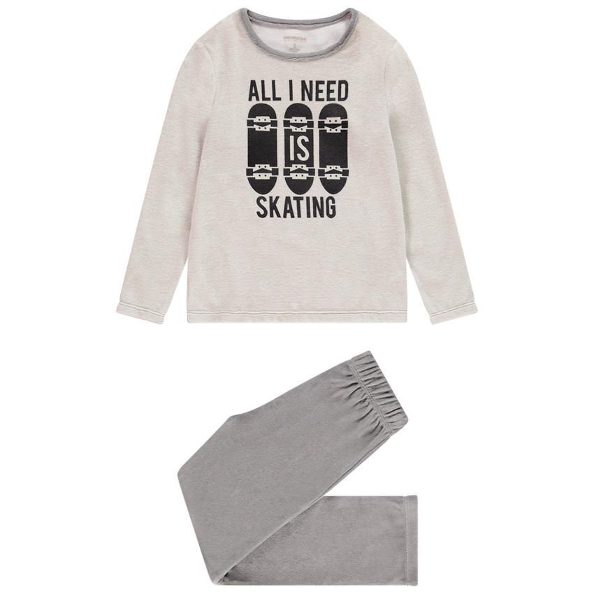 Pyjama en velours print skateboards pour enfant garçon 