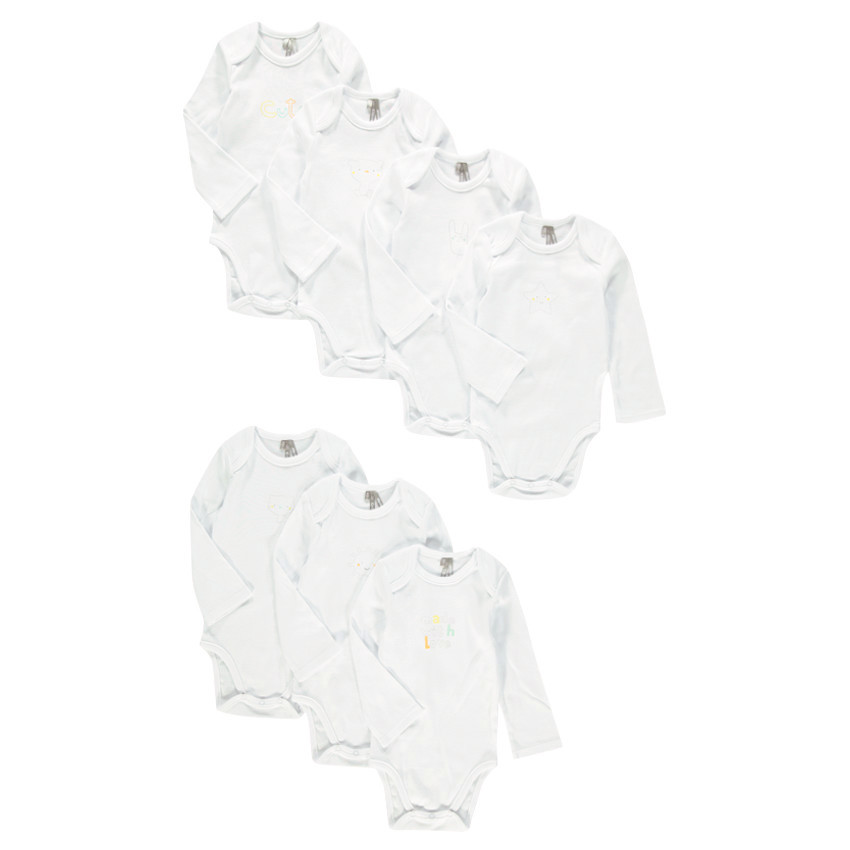 Lot de 7 bodies manches longues en coton à print fantaisie 