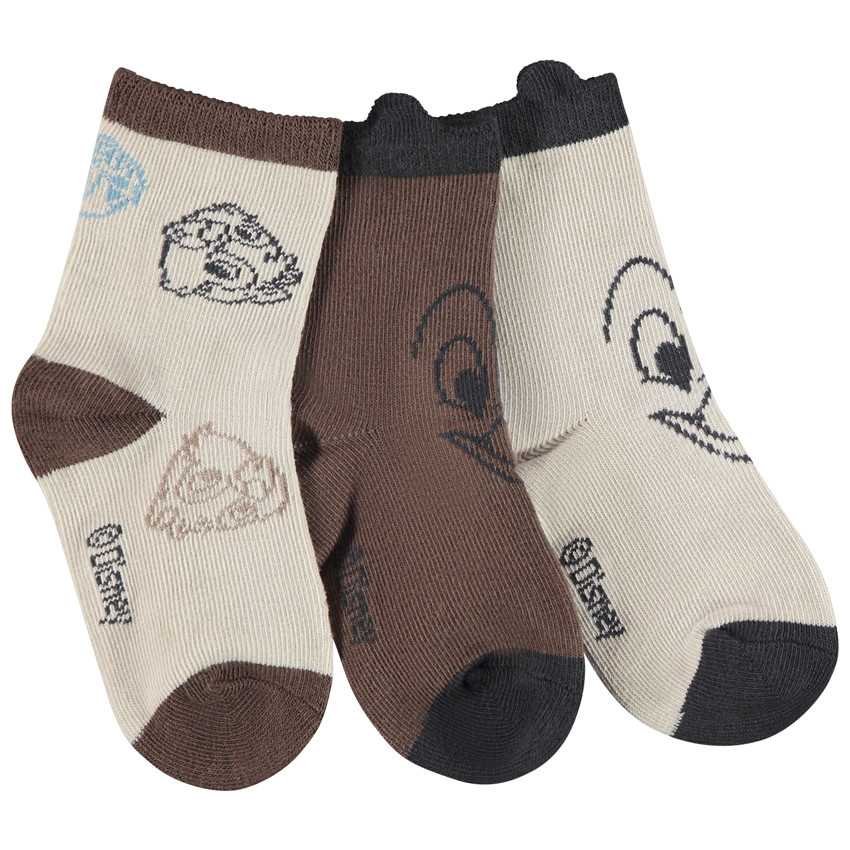 Lot de 3 paires de chaussettes fantaisie Tic & Tac Disney pour bébé garçon 