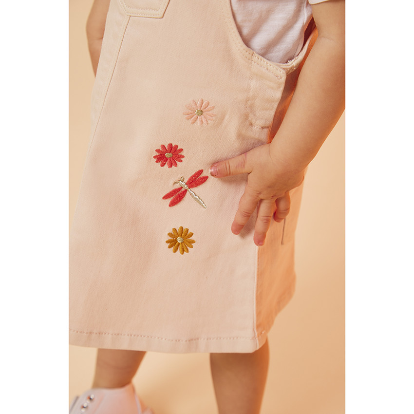 Robe en denim avec broderies fleurs pour bébé fille 