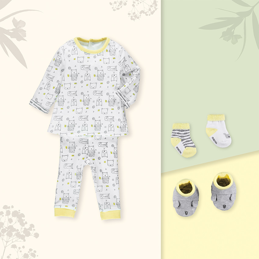 Ensemble réversible en jersey print oursons 