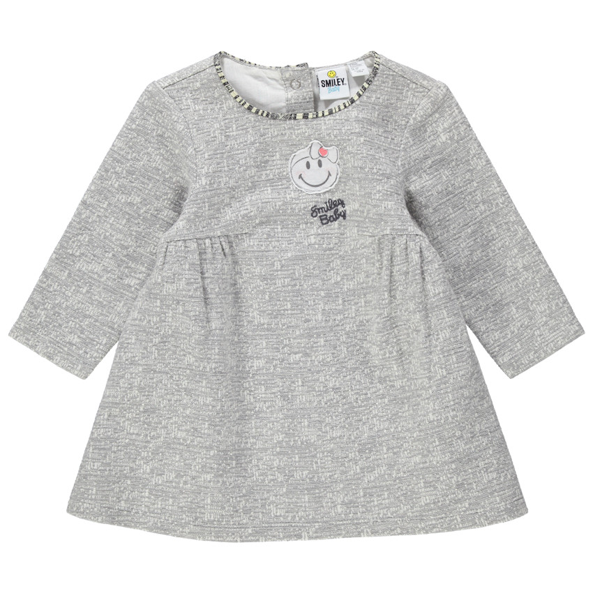 Robe manches longues en maille fantaisie avec Smiley Baby printé 