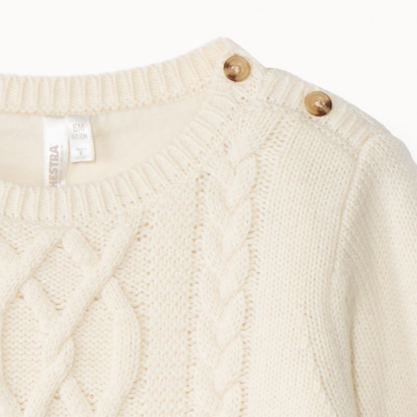 Combinaison longues en tricot torsadé pour bébé 