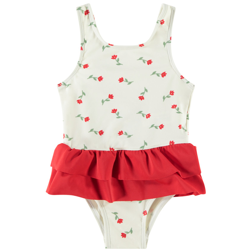 Maillot de bain 1 pièce effet 2 en 1 imprimé fleurs pour bébé fille