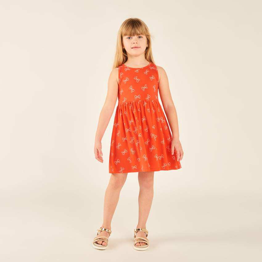 Robe sans manches imprimé nœuds pour fille 