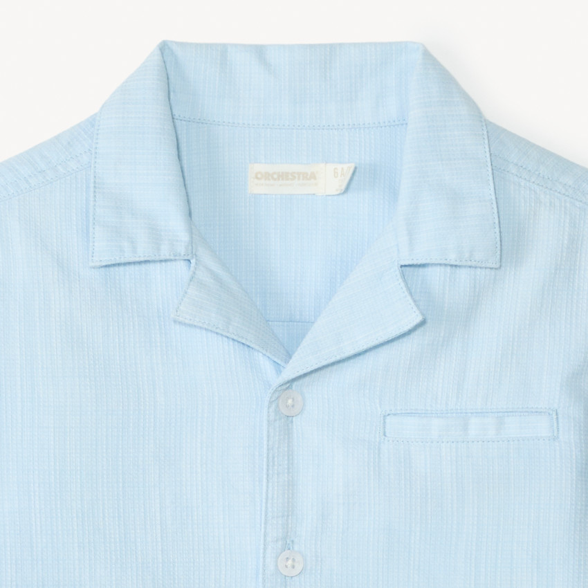 Chemise manches courtes en toile texturée pour garçon 