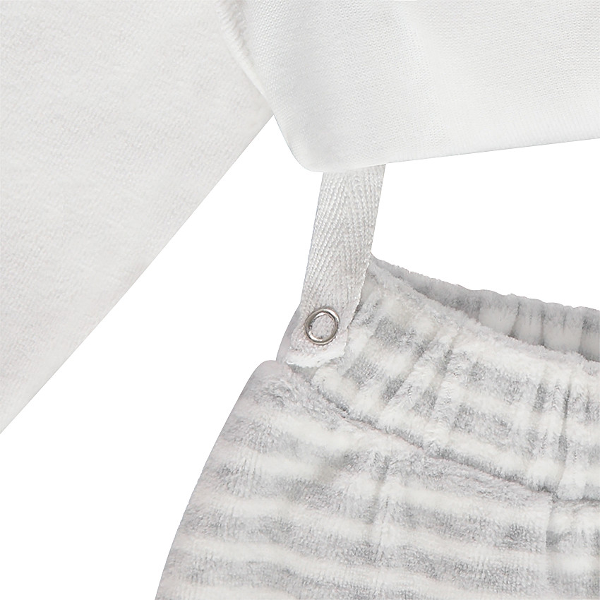 Pyjama en velours avec lapin brodé et bas imprimé all-over 