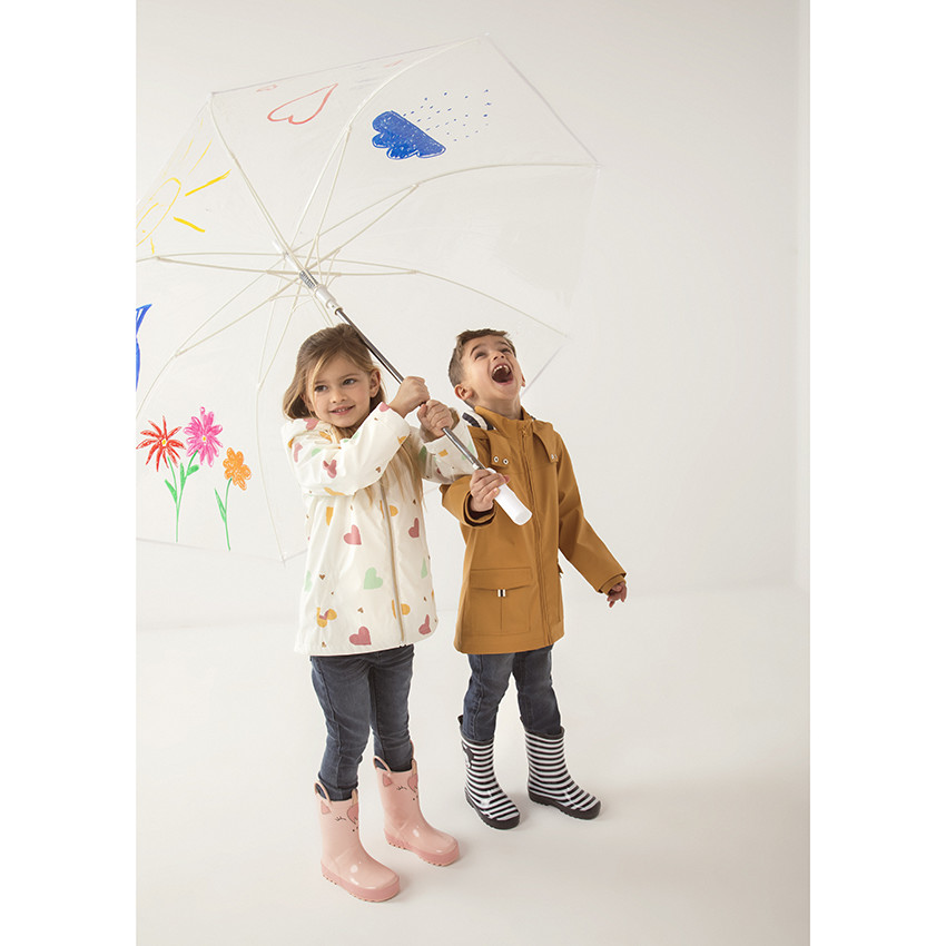 Parka gomme à coeurs doublée sherpa pour enfant fille 