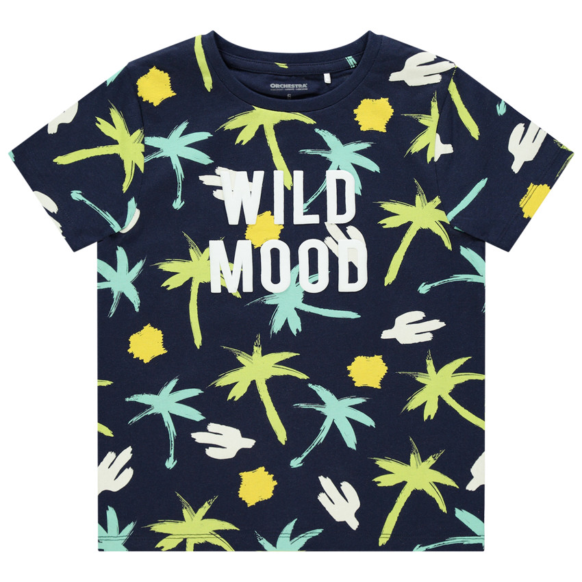T-shirt manches courtes en coton pour enfant garçon print palmiers 