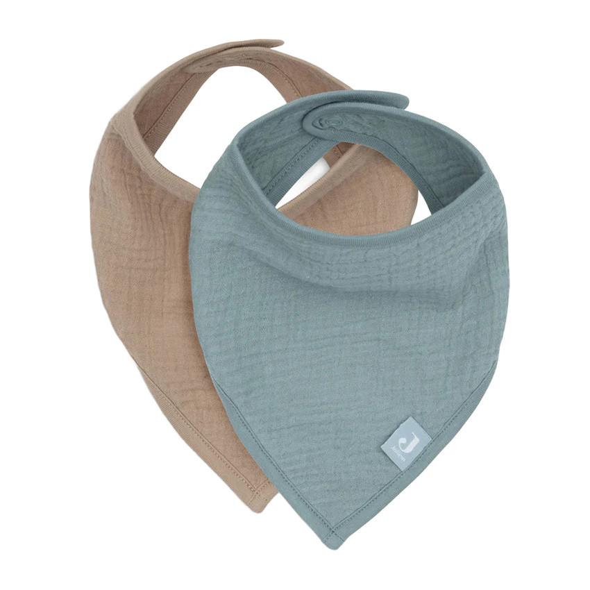 Bandana bavoir Gaze de coton Sea Green/Biscuit