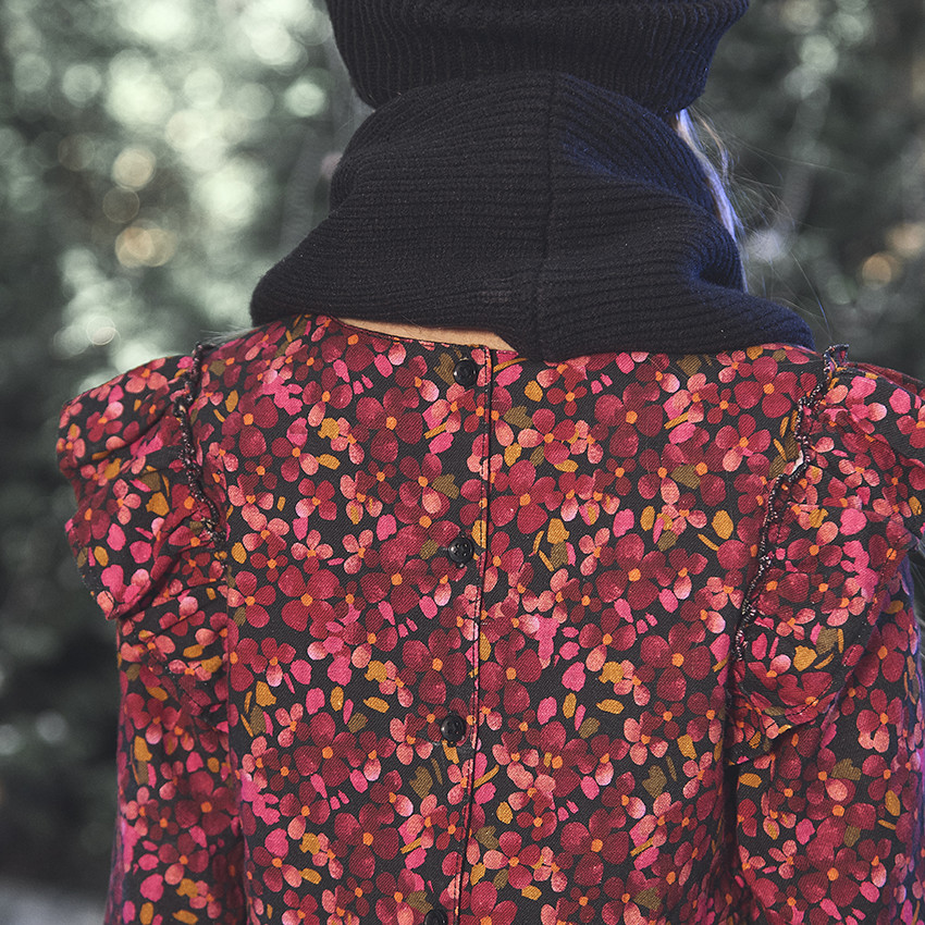 Robe manches longues volantées imprimé fleurs pour fille 