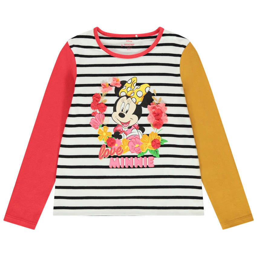 T-shirt à manches longues contrastées print Minnie Disney 