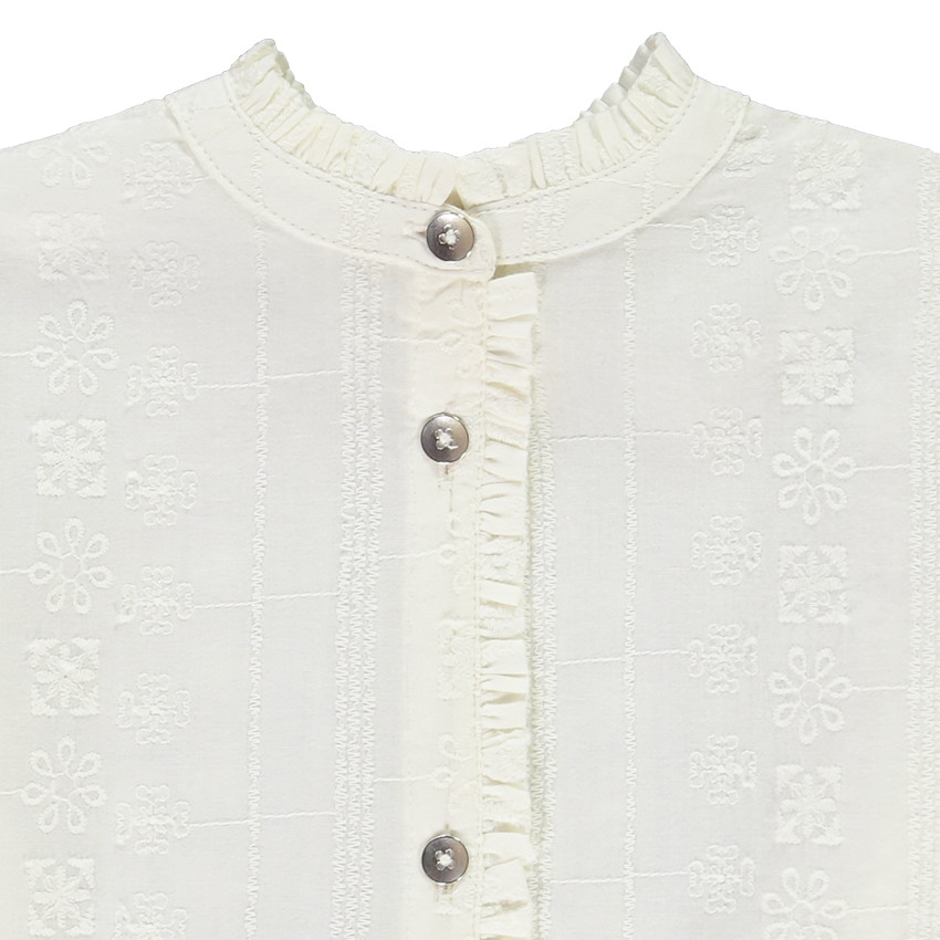 Chemise brodée à manches longues bouffantes pour fille 