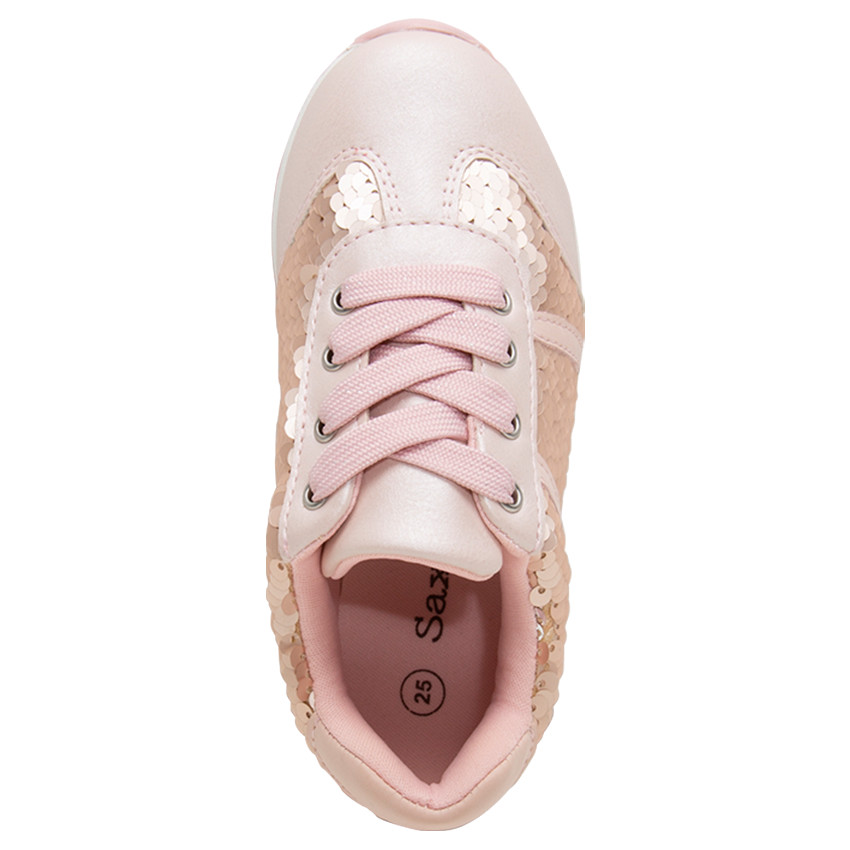 Baskets basses à lacets avec écailles fantaisie mates 