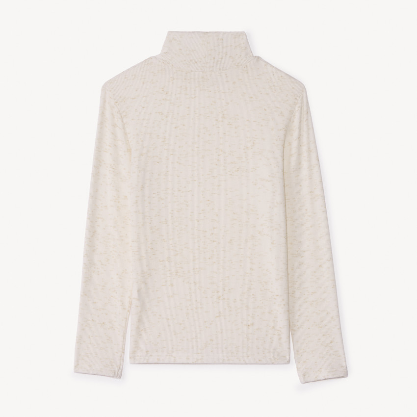 Sous-pull scintillant effet côtelé à col cheminée pour fille 