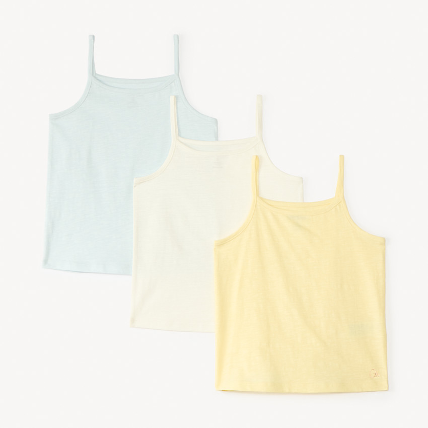 Lot de 3 débardeurs unis à bretelles fine pour fille