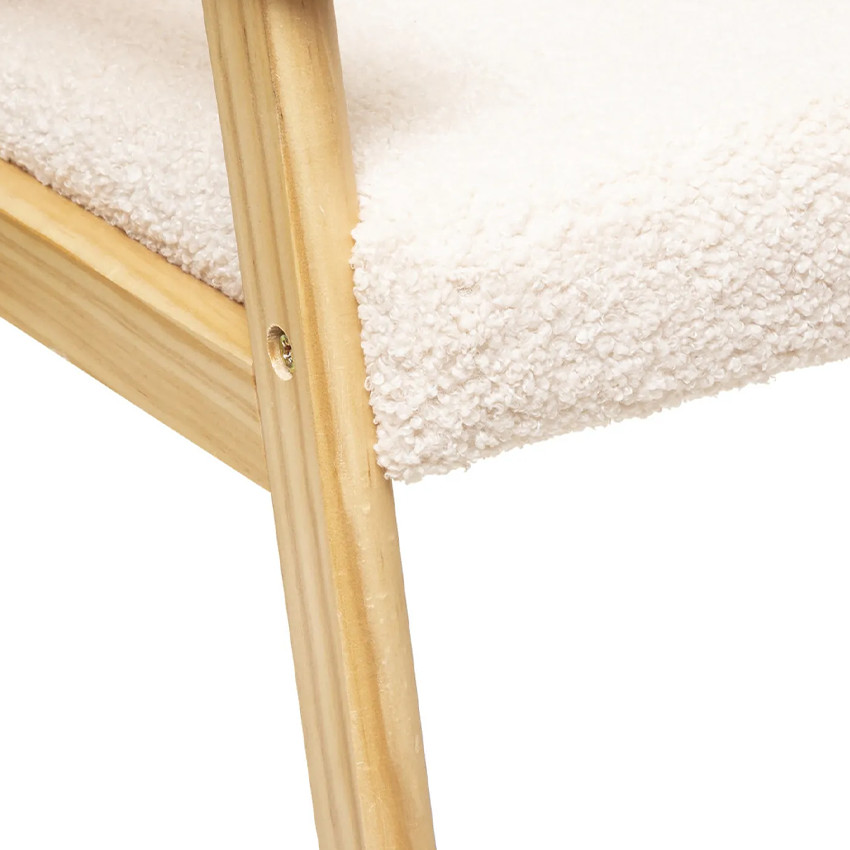 Fauteuil pour enfant en bois Basile effet bouclette écru 