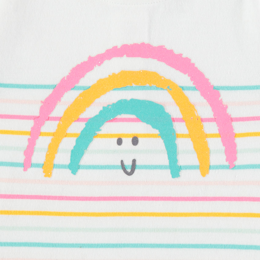 Marinière en coton à rayures colorées et arc-en-ciel printé pour bébé fille 