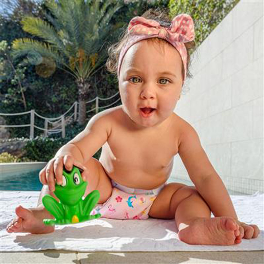Couche maillot de bain lavable rose Taille 1 avec imprimé animaux marins  