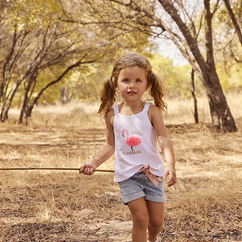 Short en jean avec ceinture à nouer et sequins pour bébé fille 