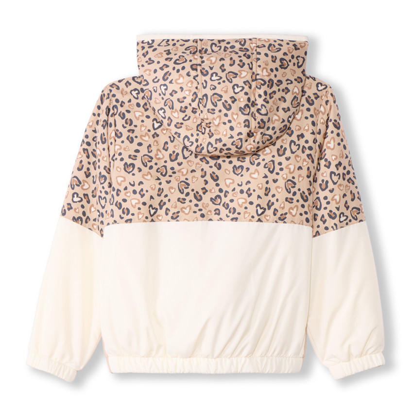 Coupe-vent rétro imprimé cœurs léopards pour fille 