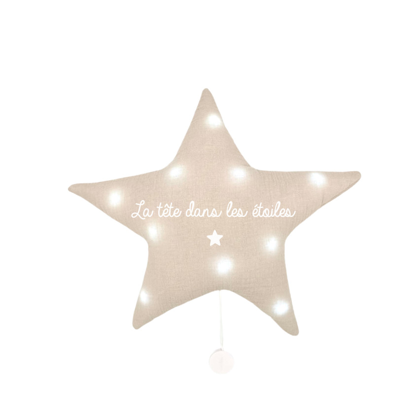 Veilleuse musicale étoile "La tête dans les étoiles" - Beige
