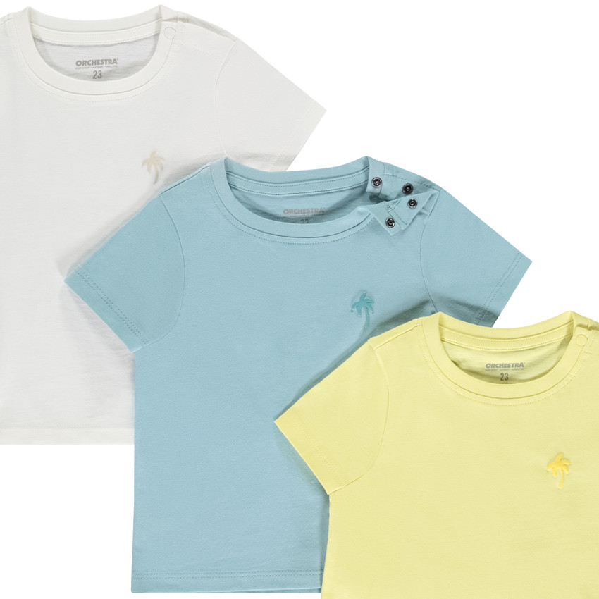 Lot de 3 t-shirts manches courtes unis pour bébé garçon 