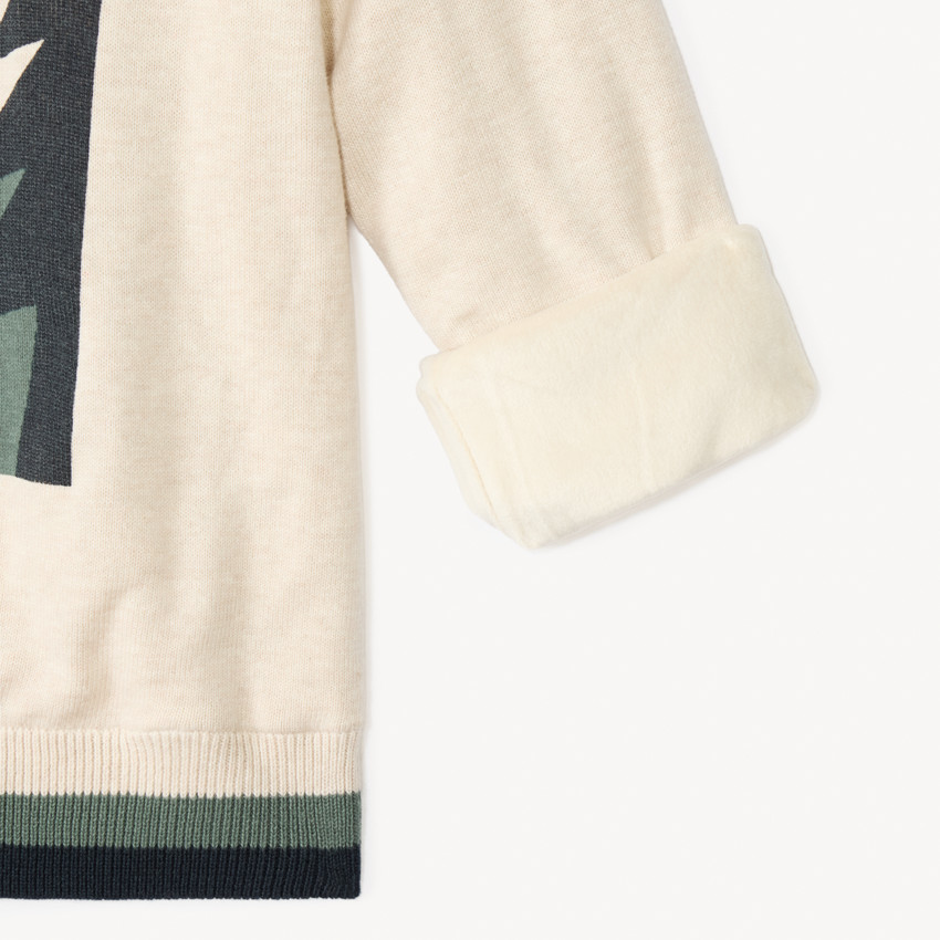 Pull en tricot printé doublé velours pour garçon 