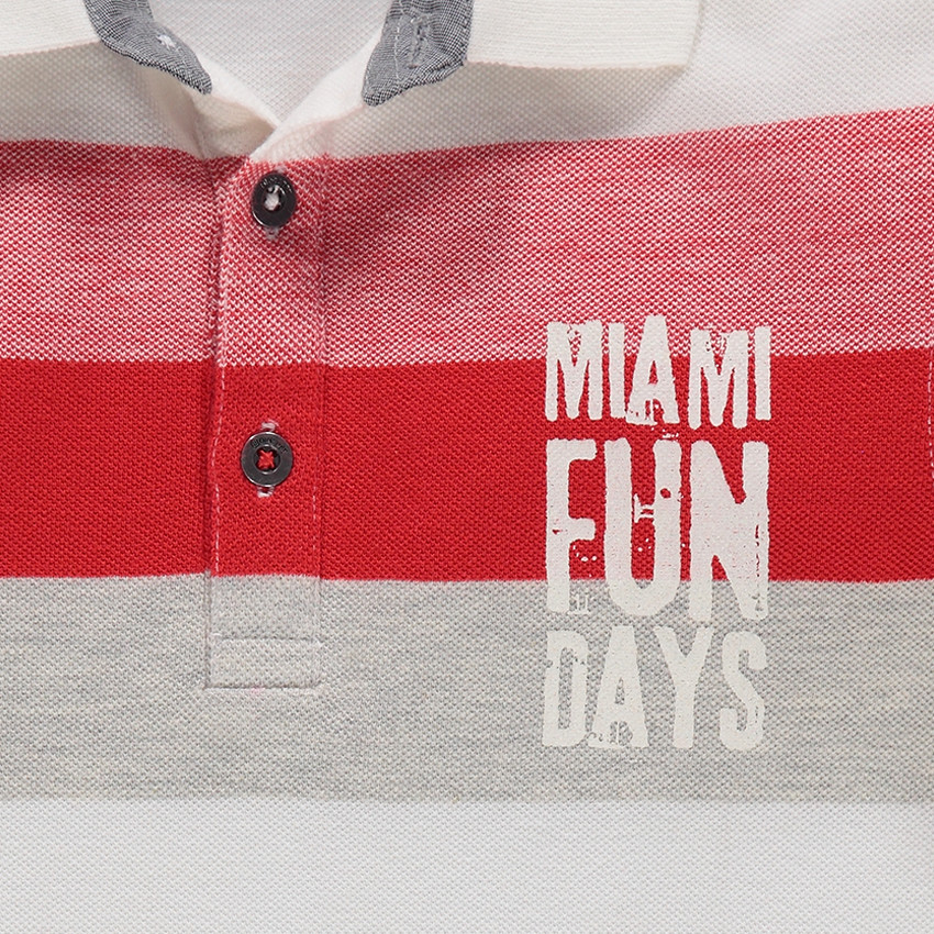 Junior - Polo manches courtes rayé avec inscription printée 