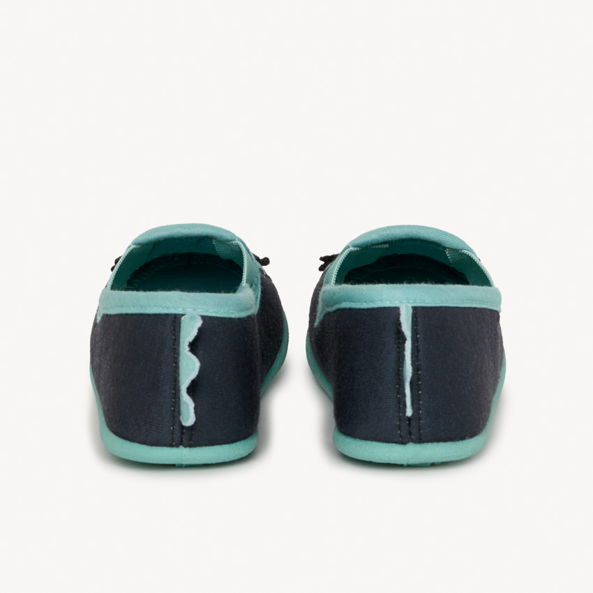 Chaussons bas noir et bleu brodé dinosaure pour garçon  