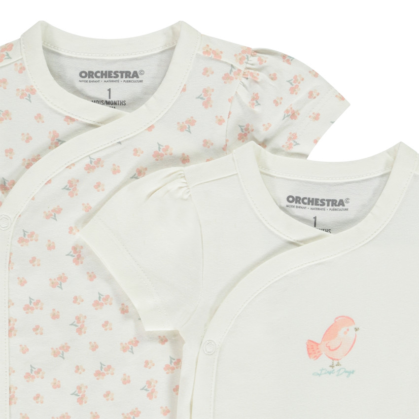 Lot de 2 bodies manches courtes fantaisie pour bébé fille 