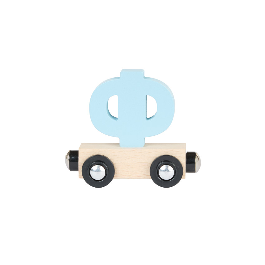 Lettre "PHI" wagon en bois - bleu 