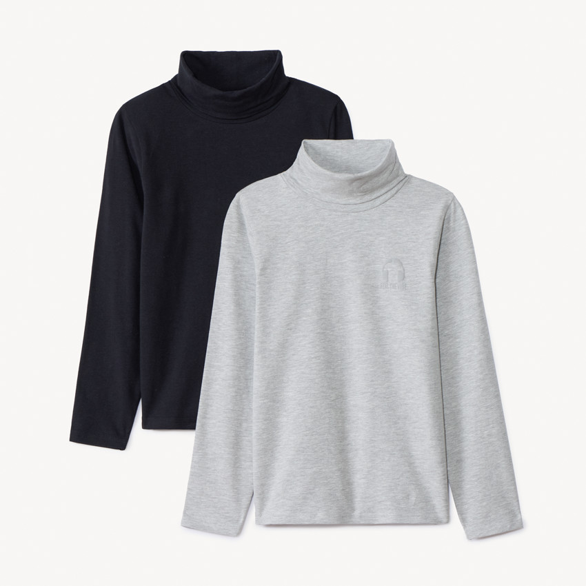 Lot de 2 sous-pulls à col roulé unis avec puff print garçon 