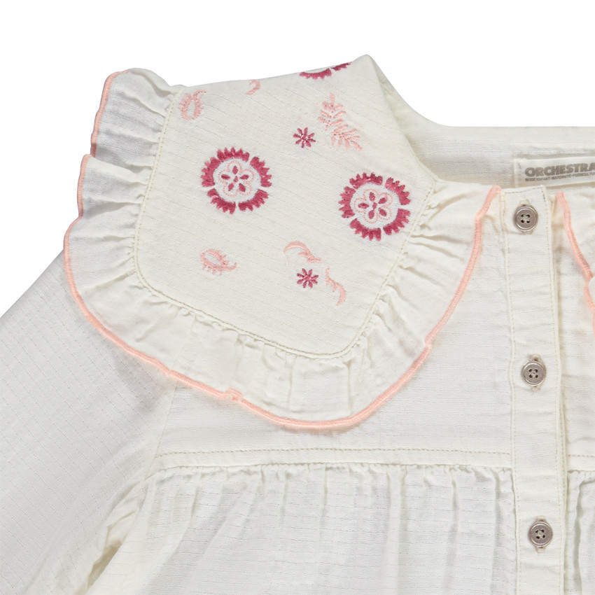 Chemise manches longues avec broderie fantaisie pour fille 