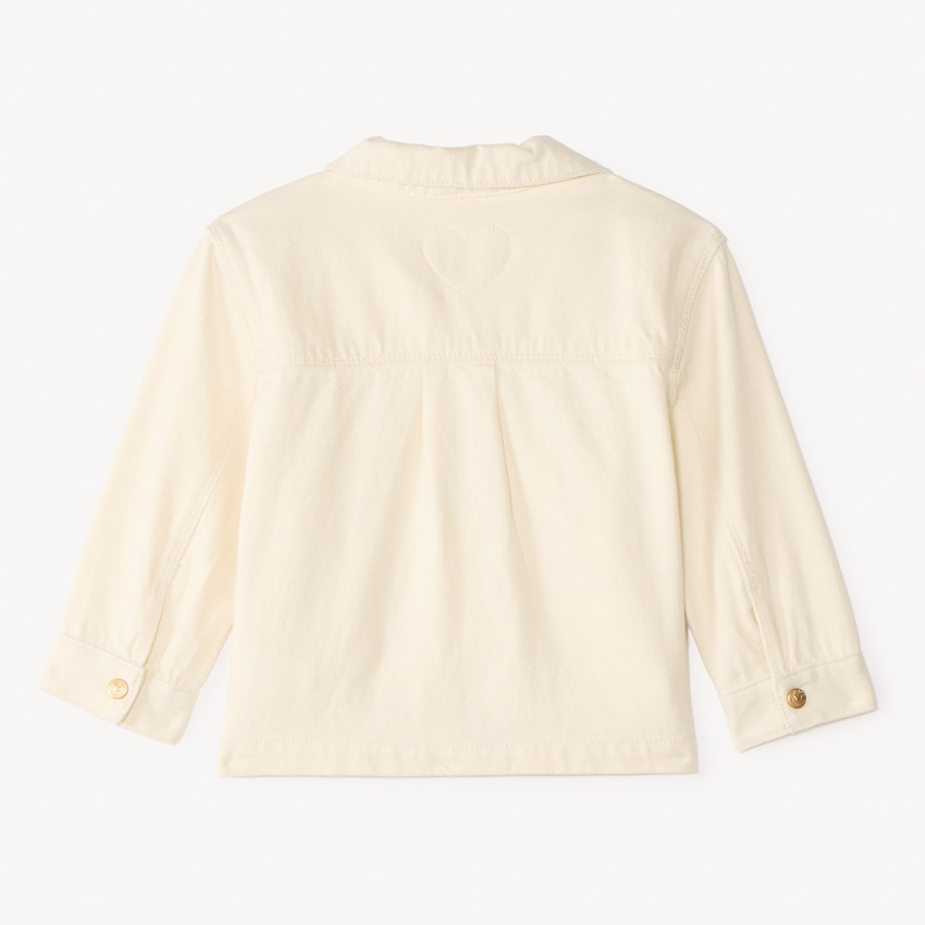 Veste en denim uni avec broderie cœurs pour bébé fille 