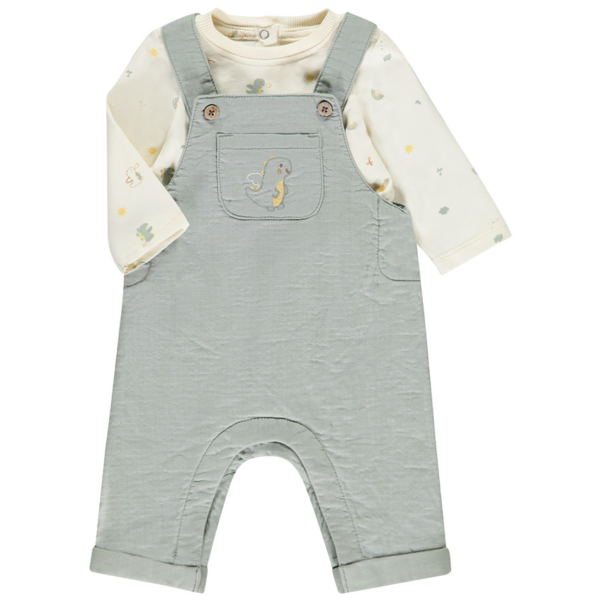 Ensemble salopette + t-shirt manches longues dragon pour bébé garçon 