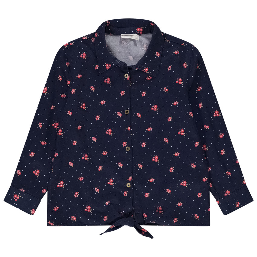 Chemise manches longues imprimé fleuri pour fille