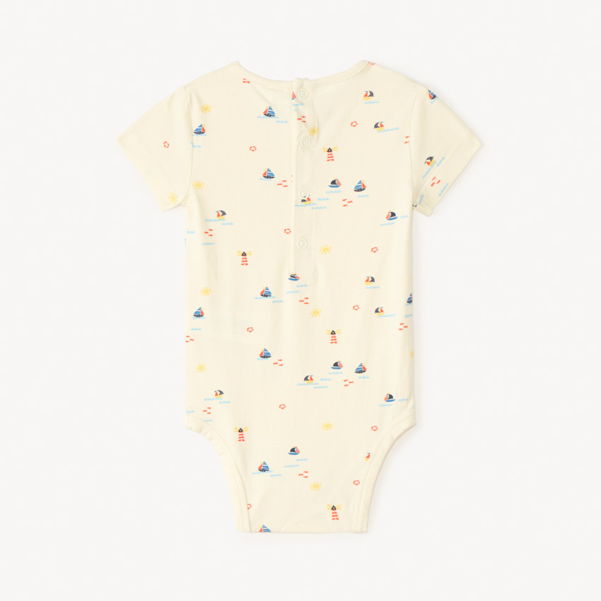 Ensemble 2 pièces avec barboteuse broderie bateau pour bébé garçon 